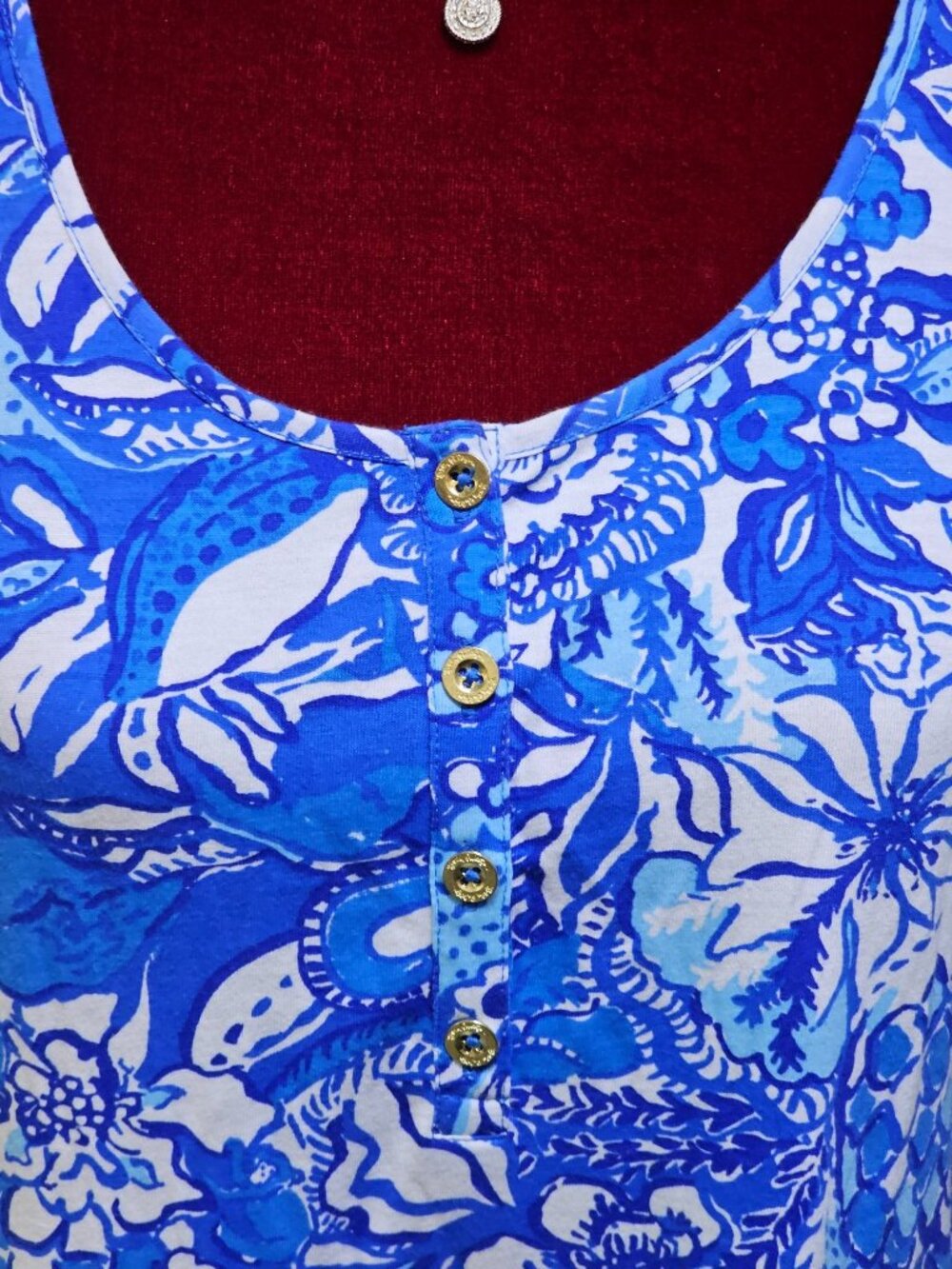 Lilly Pulitzer Wo's Blue Lela Henley Tang Flocking Fabulous Tank Dress Sz S 2785 - Picture 7 of 15